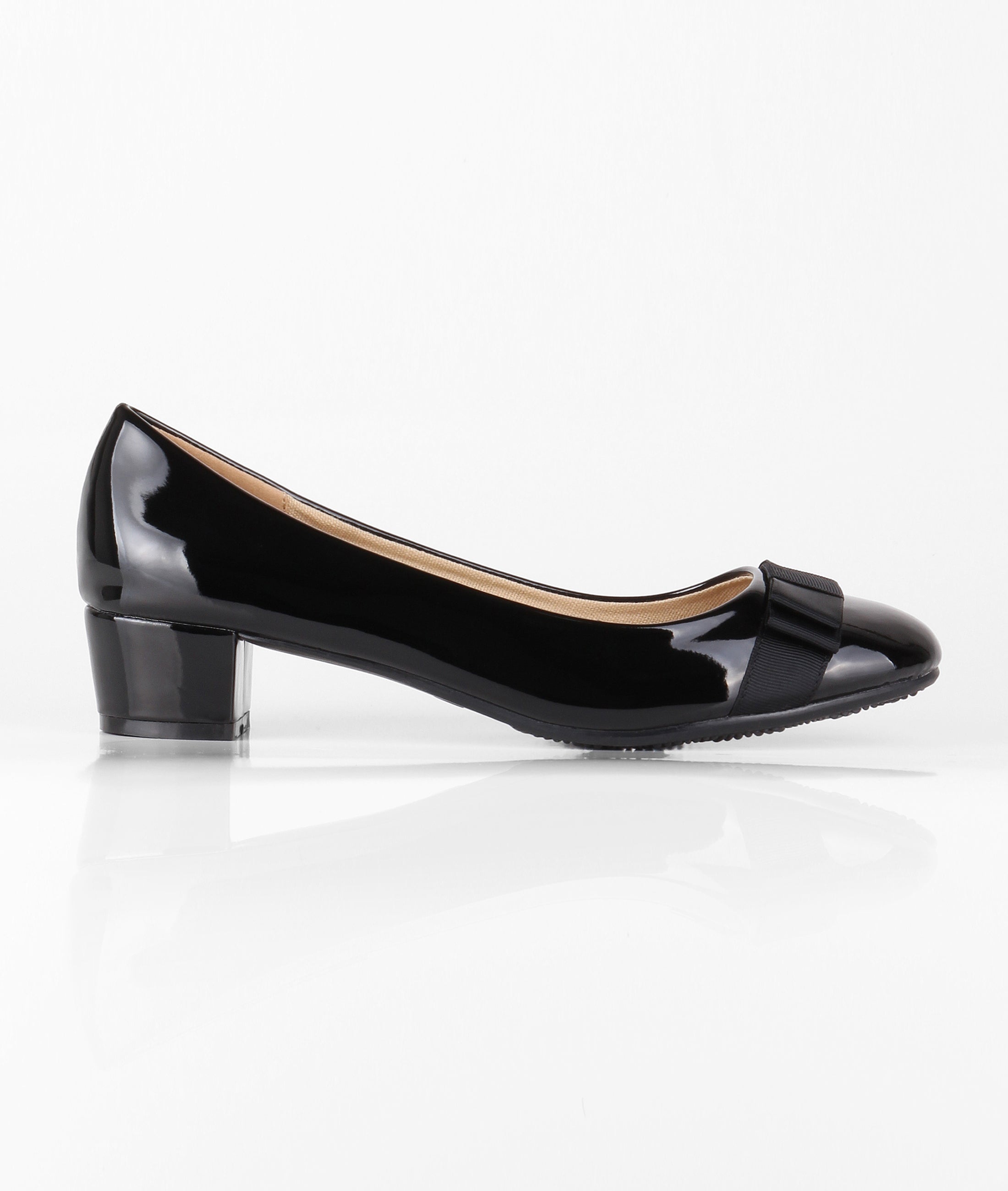 KRISP Bow Toe Low Heel Patent Courts (4241)